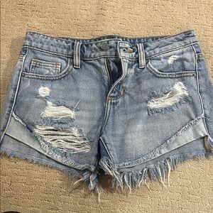 Casual Blue Distressed Jean Shorts